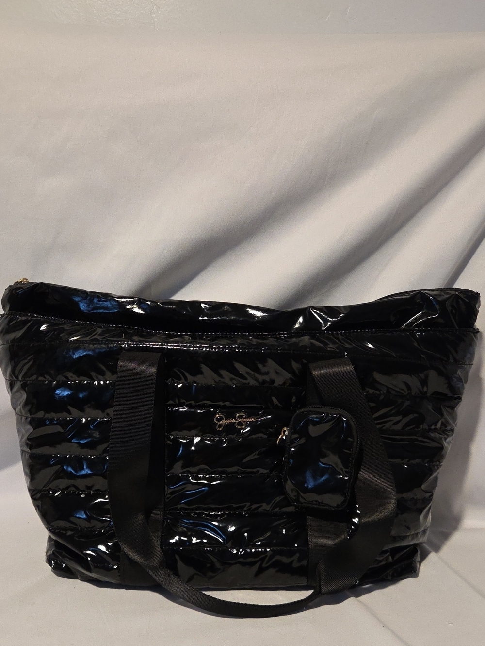 Jessica Simpson Portia Meteorite Wet Look Puffer Tote Bag